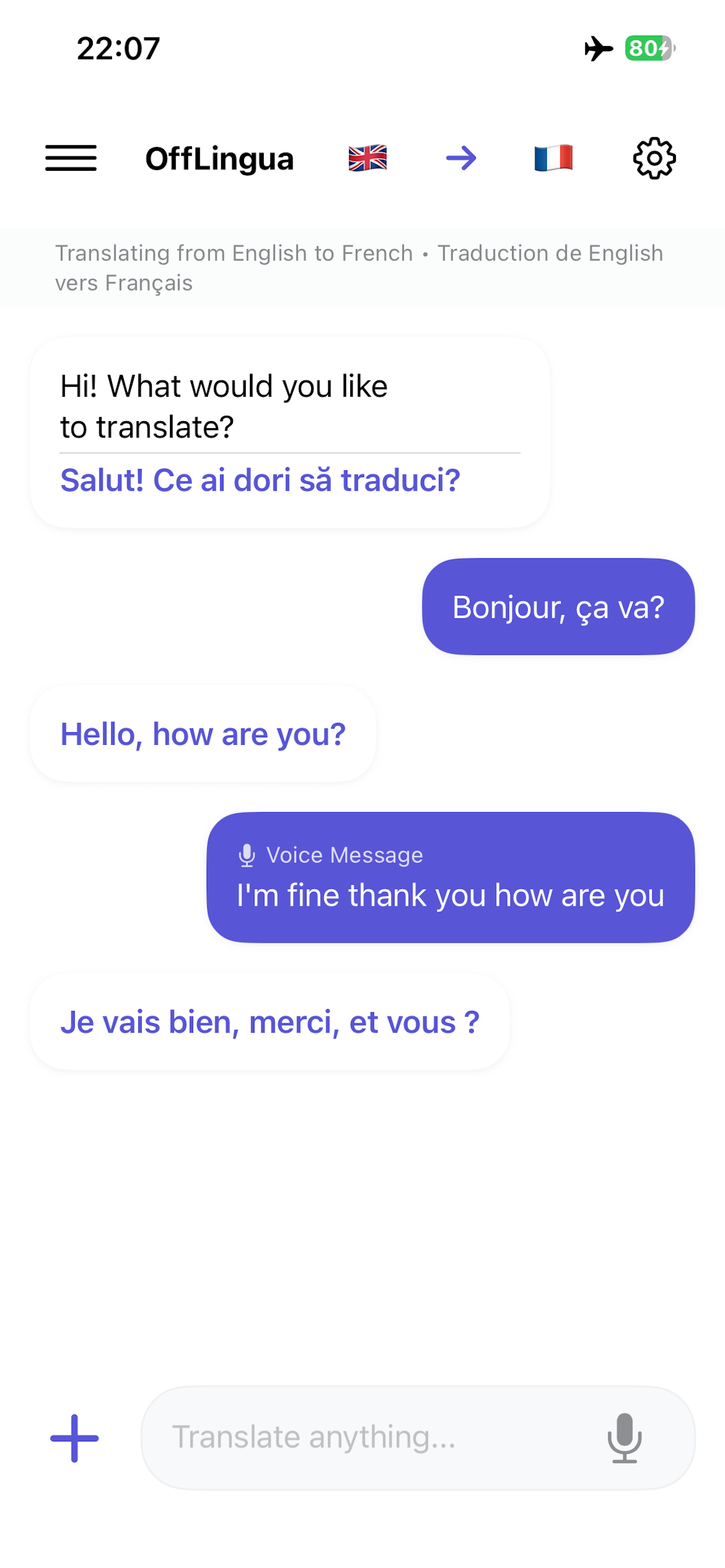 Chat translation view