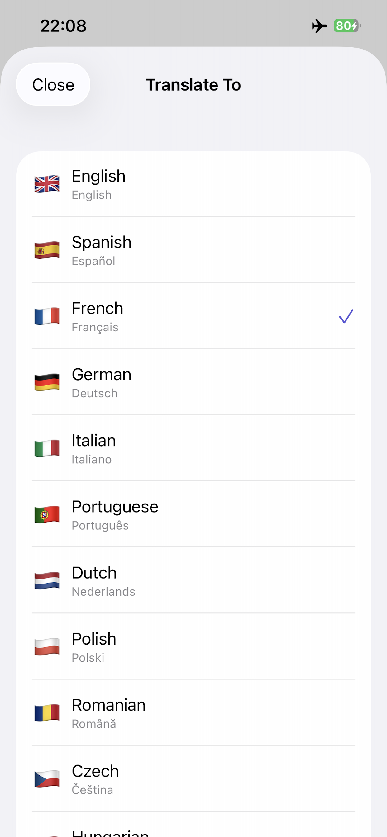 Language picker